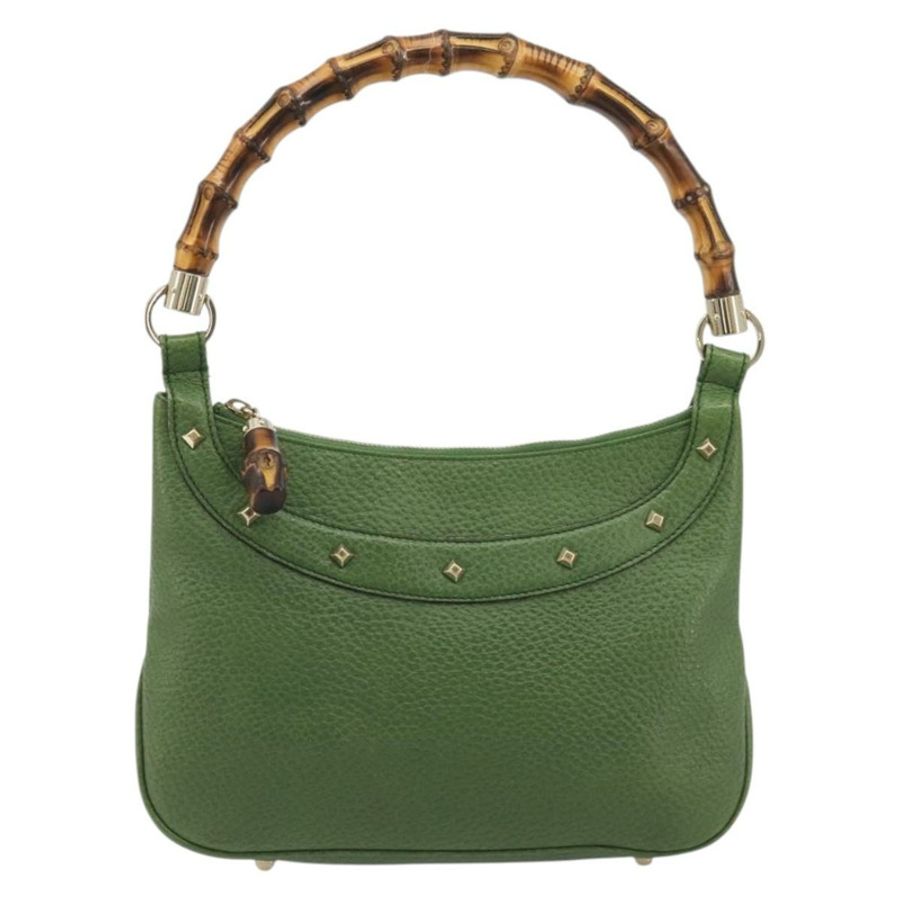 【日本直送】GUCCI 竹節肩背包 皮革 綠色 金色 137378 正品 193088V-1