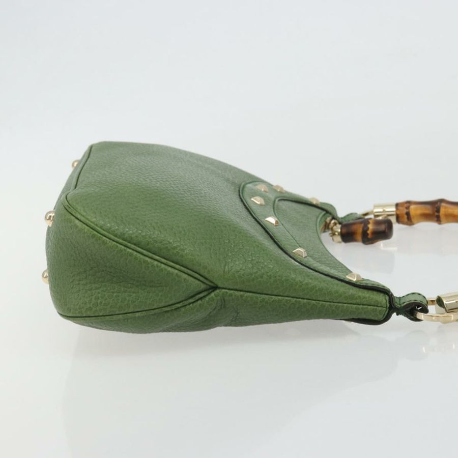 【日本直送】GUCCI 竹節肩背包 皮革 綠色 金色 137378 正品 193088V-3