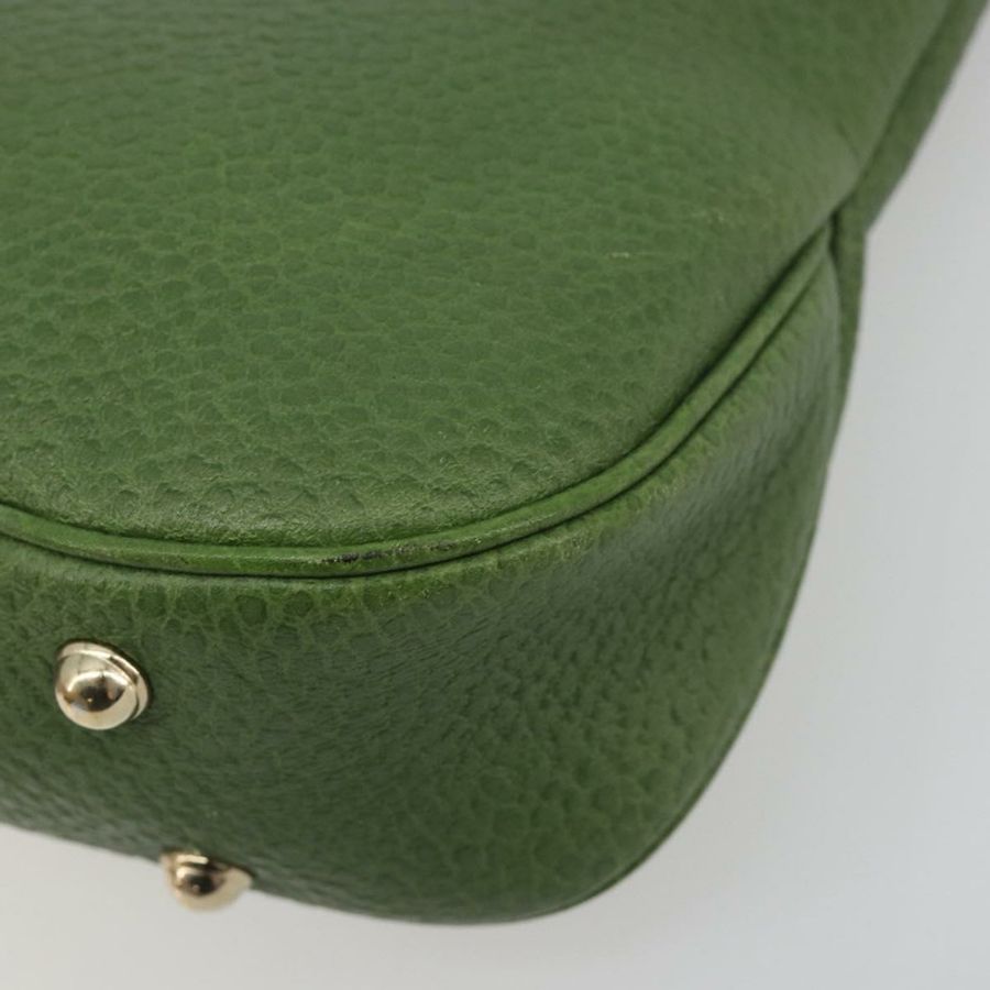 【日本直送】GUCCI 竹節肩背包 皮革 綠色 金色 137378 正品 193088V-9