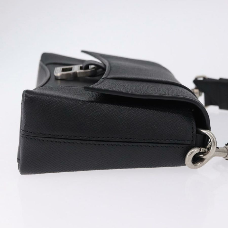 【日本直送】BALENCIAGA Downtown 單肩包,黑色/銀色皮革,貨號 736471,正品 ar14127M-3