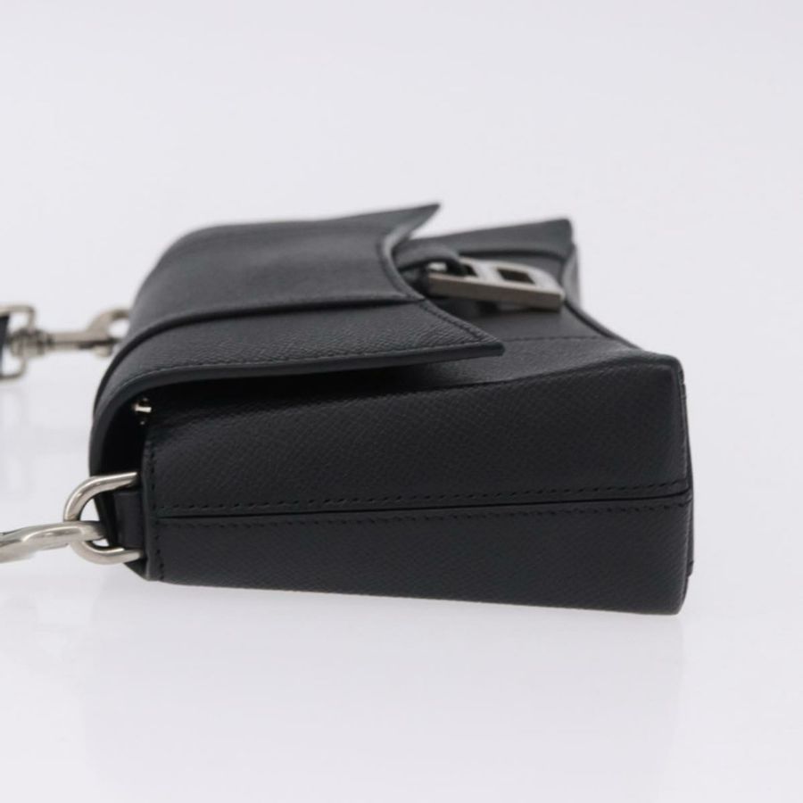【日本直送】BALENCIAGA Downtown 單肩包,黑色/銀色皮革,貨號 736471,正品 ar14127M-4