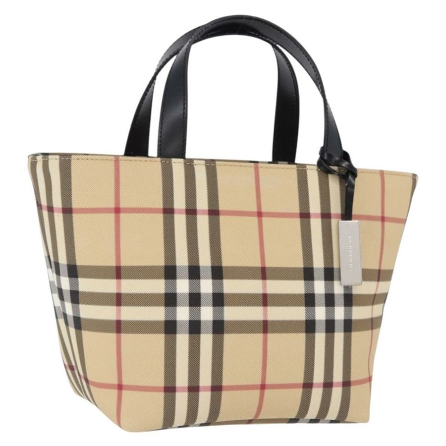 【日本直送】BURBERRY Nova 格紋手提包 PVC 米色 銀色 正品 193495V-0
