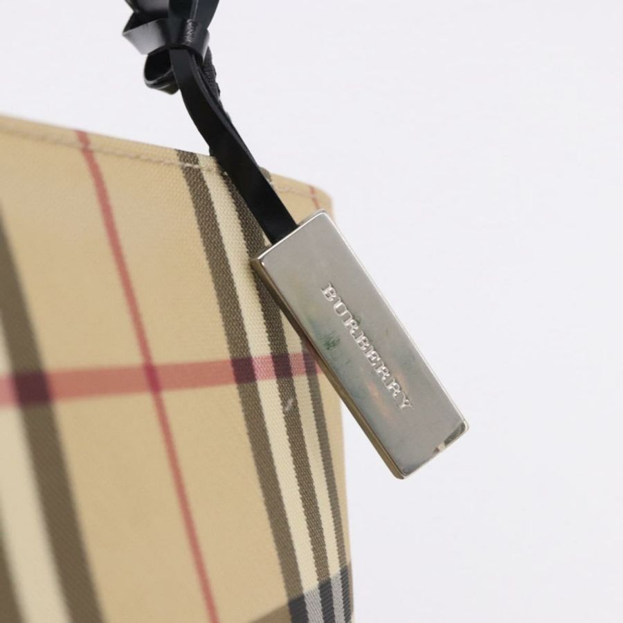 【日本直送】BURBERRY Nova 格紋手提包 PVC 米色 銀色 正品 193495V-13