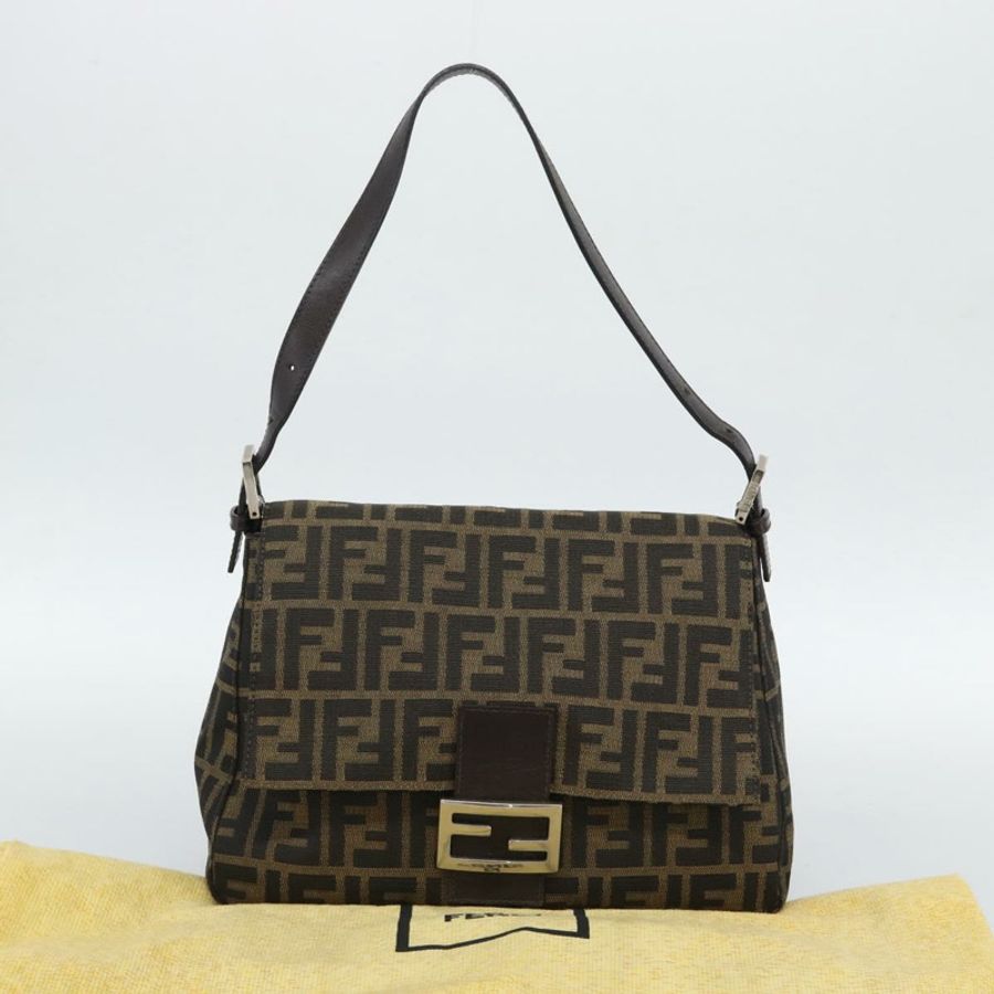【日本直送】FENDI Zucca帆布Mamma Baguette單肩包 棕色/黑色 正品 193847V-22