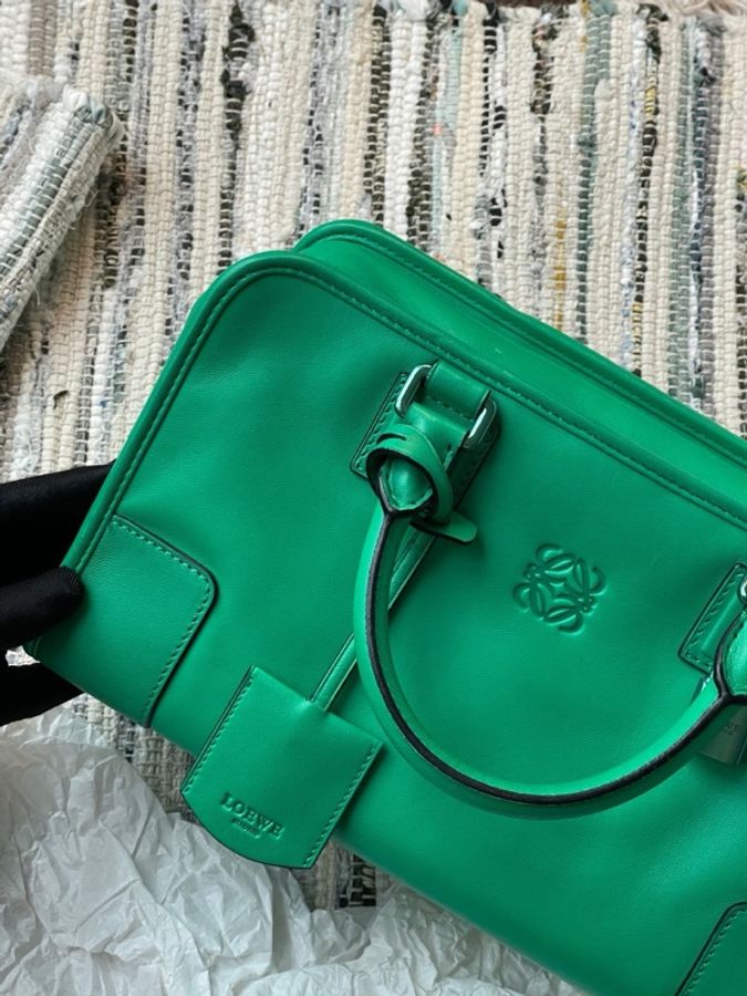 羅意威 Loewe Amazona28 小牛皮綠色手提 配件鑰匙/鎖-7