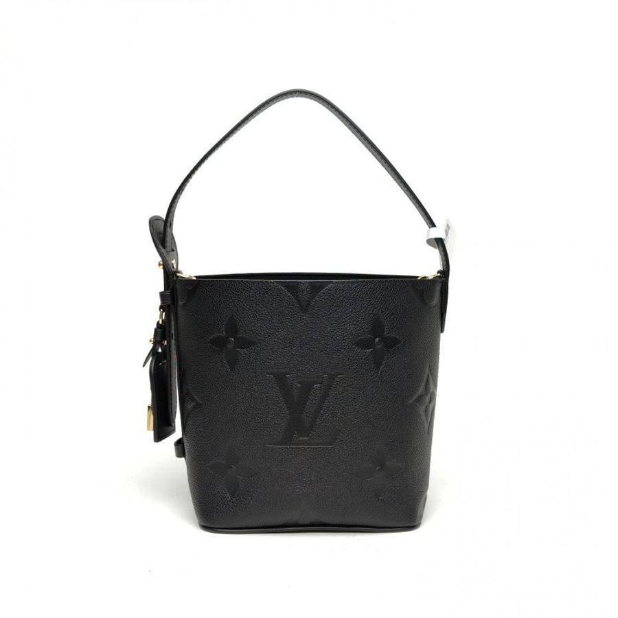 LOUIS VUITTON ALLINBB老花壓紋黑色牛皮革金扣晶片肩背包-2