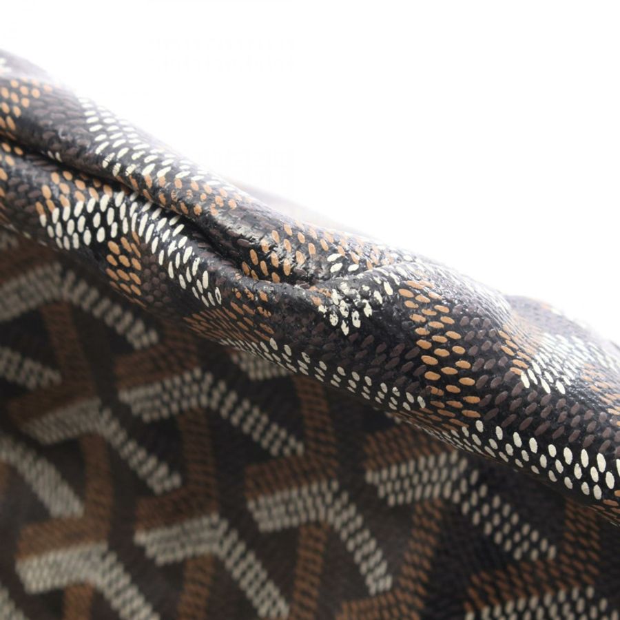 GOYARD Saint Louis GM 手提包 PVC塗層帆布皮革 黑色棕色 二手 女士-6