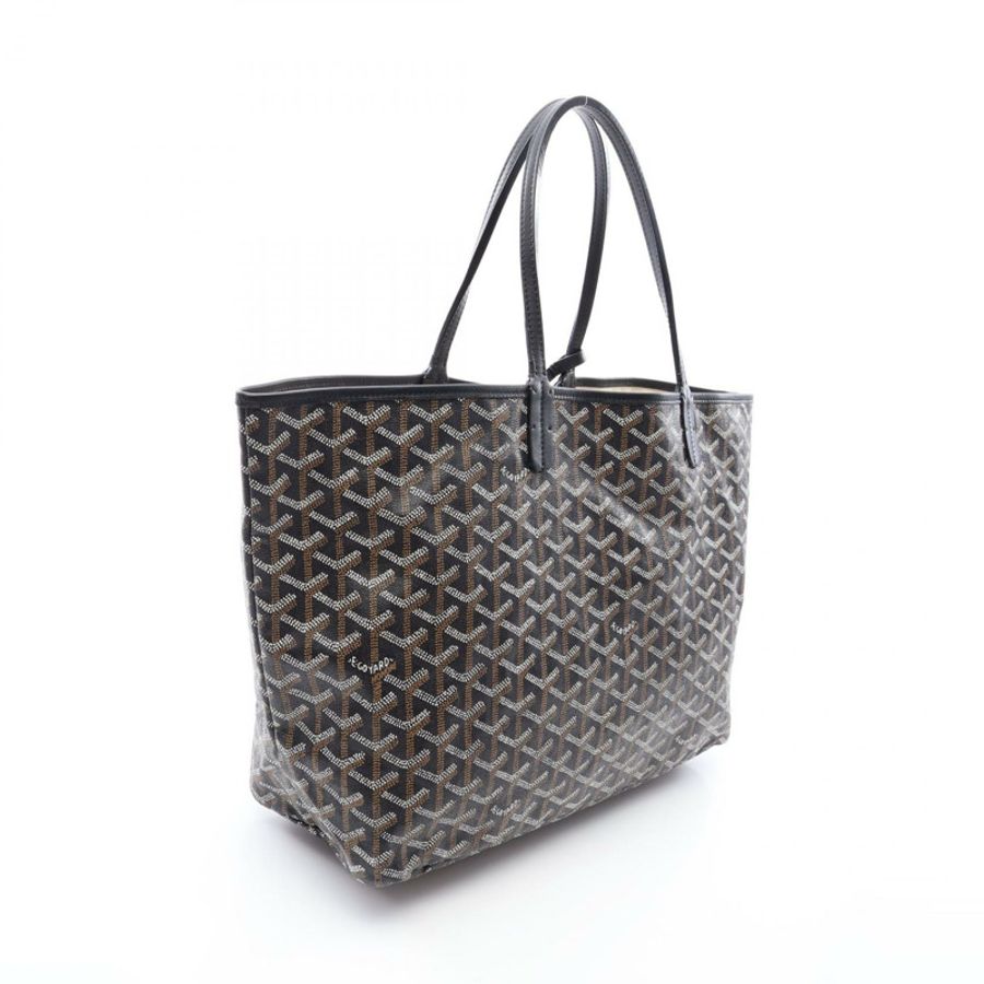 GOYARD Saint Louis PM 手提包,帆布皮革,黑色、白色、棕色,二手女款-1