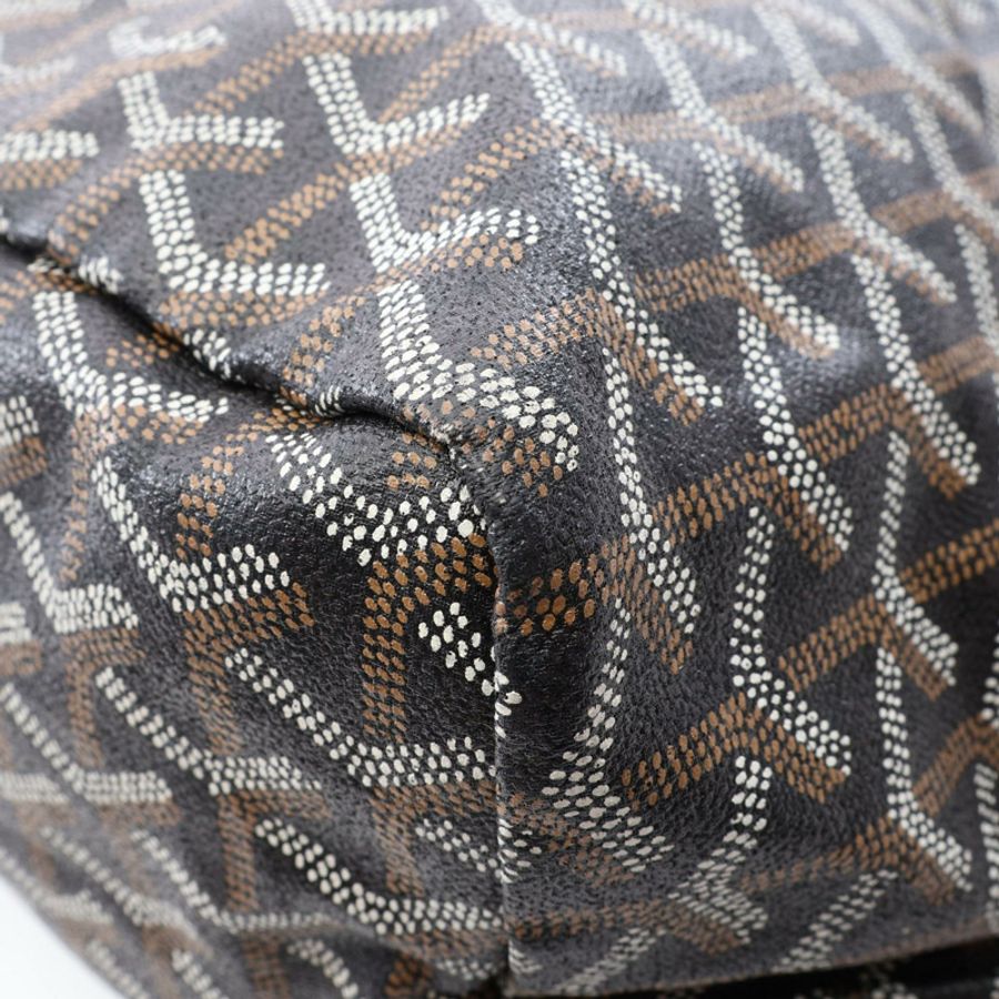 GOYARD Saint Louis PM 手提包,帆布皮革,黑色、白色、棕色,二手女款-8