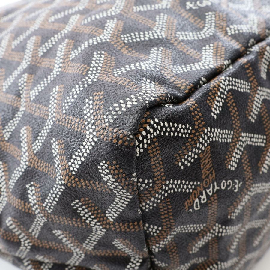 GOYARD Saint Louis PM 手提包,帆布皮革,黑色、白色、棕色,二手女款-9