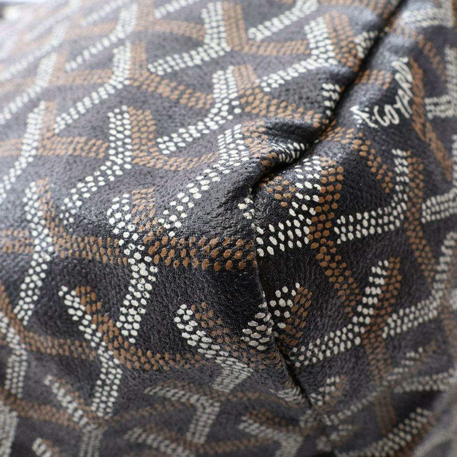 GOYARD Saint Louis PM 手提包,帆布皮革,黑色、白色、棕色,二手女款-10