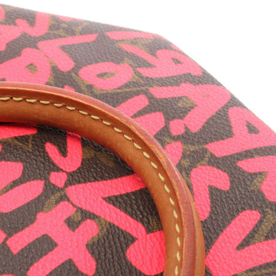 路易威登 Speedy 30 手提包 M93704 Monogram Graffitity 帆布 粉紅色 二手 LV-7