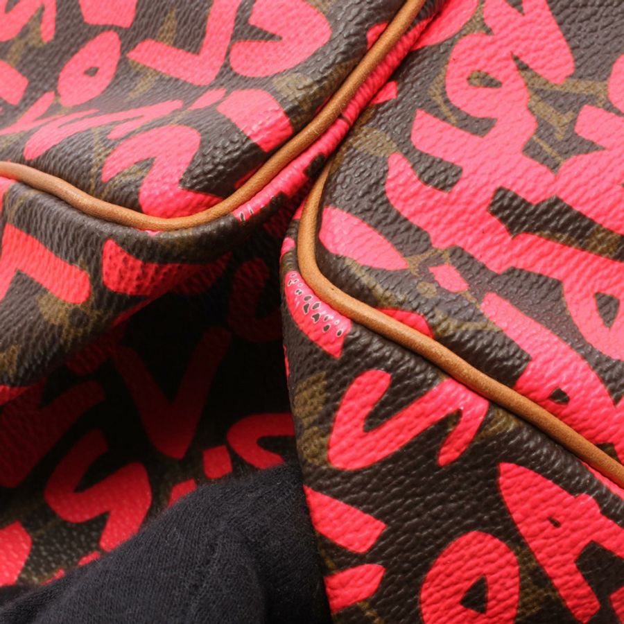 路易威登 Speedy 30 手提包 M93704 Monogram Graffitity 帆布 粉紅色 二手 LV-8