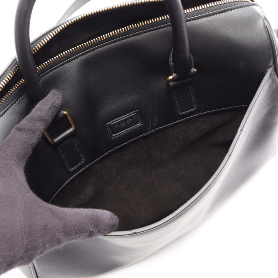 SAINT LAURENT PARIS 經典款 Duffle 6 肩手提包,黑色真皮,二手女款-4