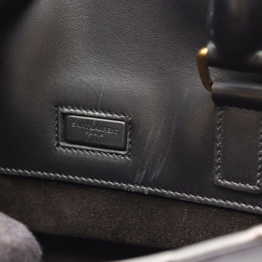 SAINT LAURENT PARIS 經典款 Duffle 6 肩手提包,黑色真皮,二手女款-5