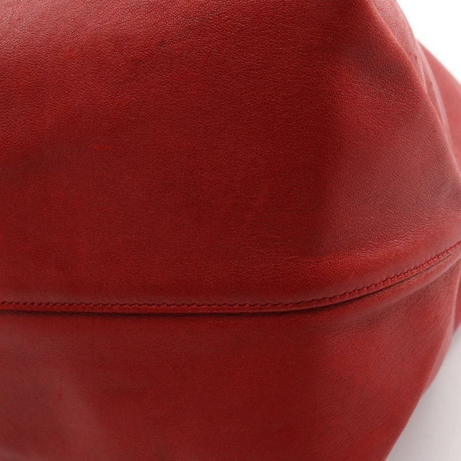 SAINT LAURENT PARIS TEDDY 抽繩單肩包 皮革 紅色 二手 女士-7