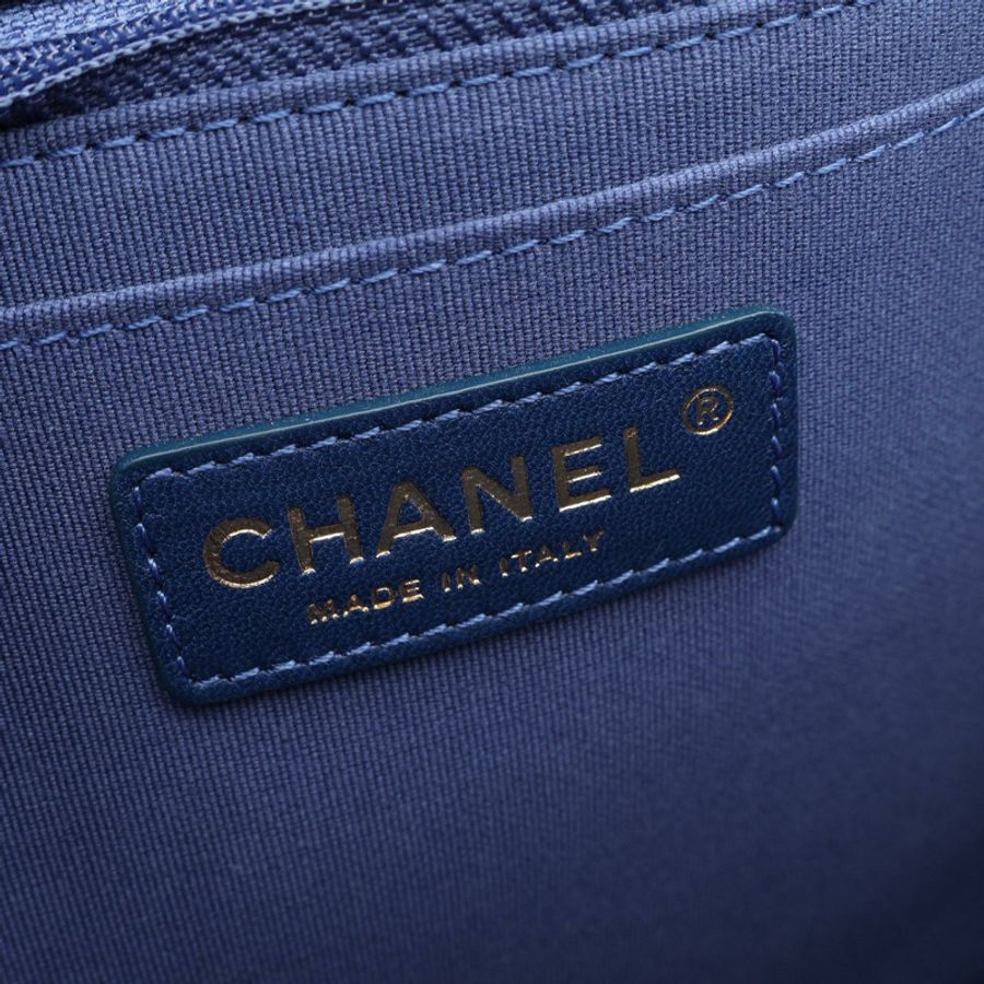 香奈兒 (CHANEL) 絎縫鏈條雙肩包,牛仔藍,二手,女士,金色五金,CC標誌,Coco-3