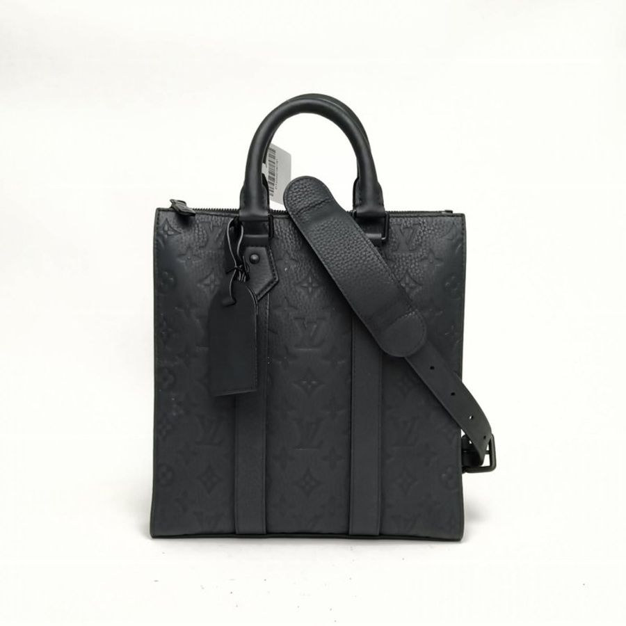 LOUIS VUITTON SACPLATCROSS琴譜托特包黑色牛皮革晶片肩背包-0