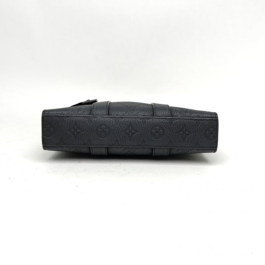 LOUIS VUITTON SACPLATCROSS琴譜托特包黑色牛皮革晶片肩背包-4