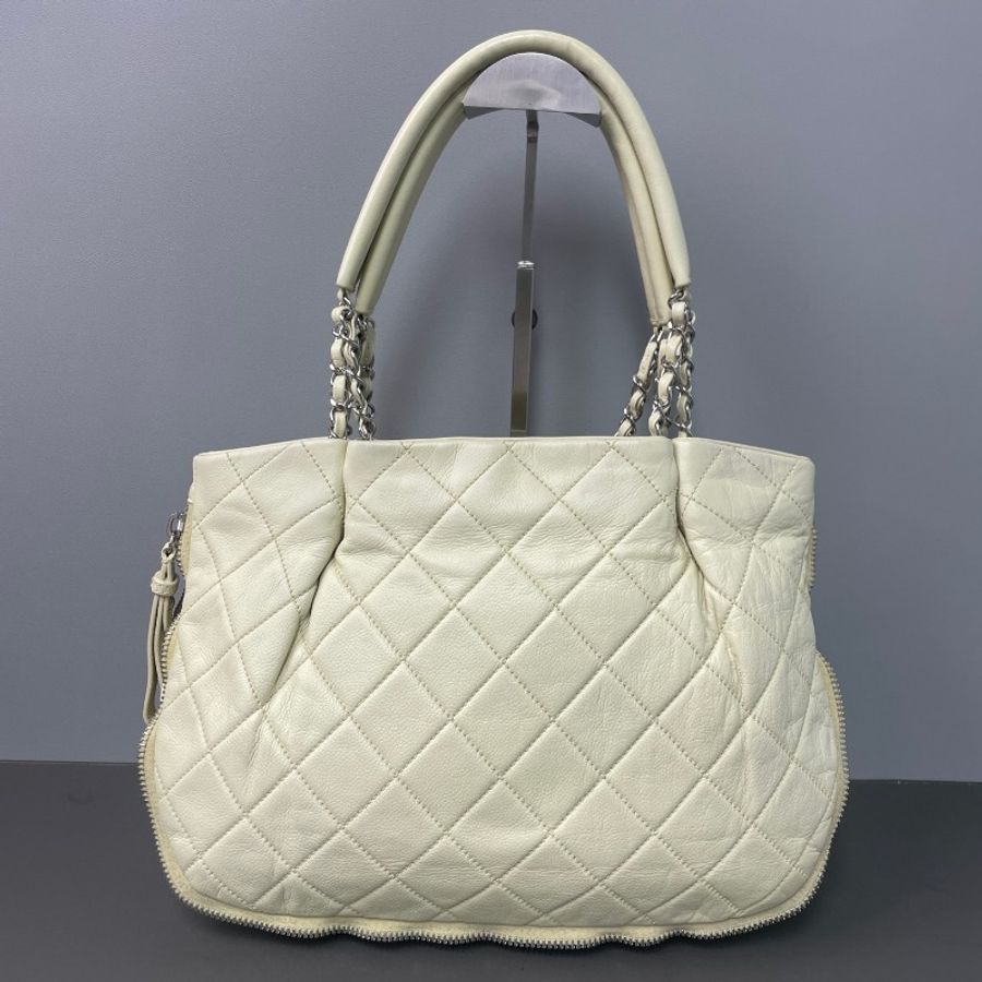 Chanel 奶油色 大雙C 鏈條單肩包托特包-1