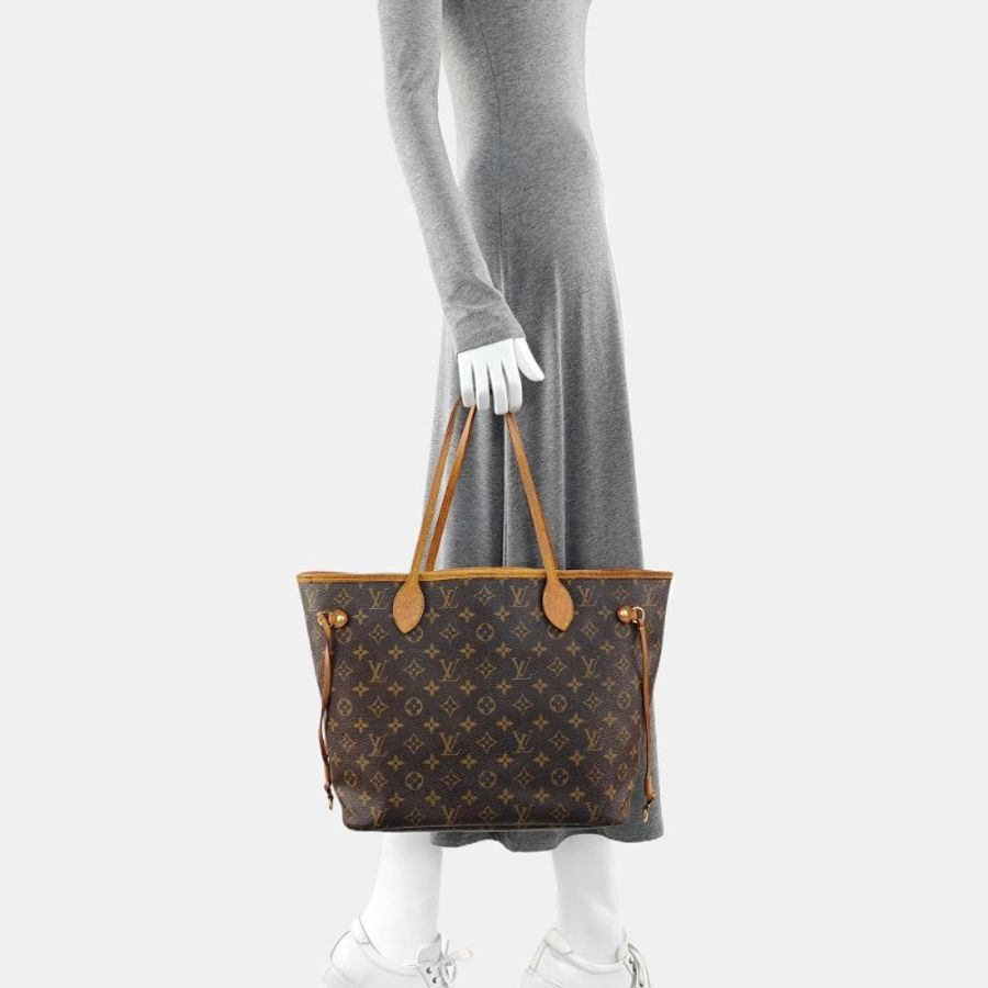LOUISVUITTON NEVERFULL中號棕色塗層帆布購物袋 18年-1