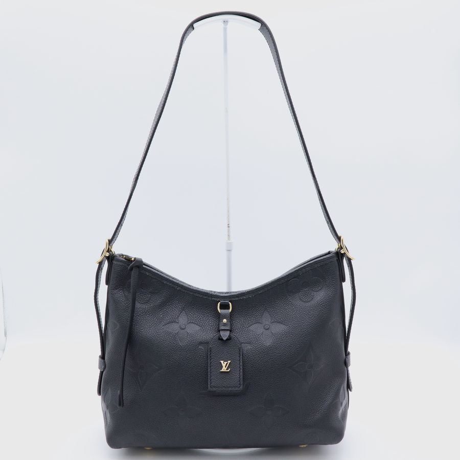 LV 經典 CarryAll PM 黑色 Empreinte 大壓花小牛皮 束口流浪包 兩用肩背斜背包-1