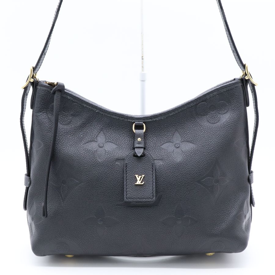LV 經典 CarryAll PM 黑色 Empreinte 大壓花小牛皮 束口流浪包 兩用肩背斜背包-2