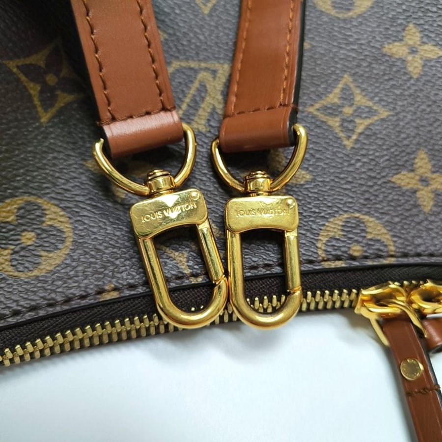 LOUISVUITTON LOOPHOBO棕色塗層帆布老花單肩包手提包斜挎包 晶片款-8