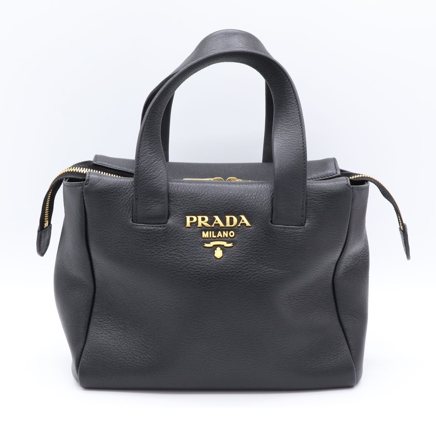 Prada 普拉達 黑色 小牛皮 手提包 斜挎包 飯盒包-1