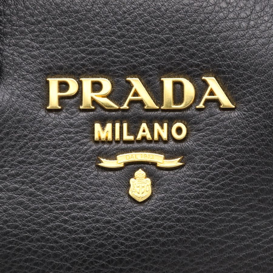 Prada 普拉達 黑色 小牛皮 手提包 斜挎包 飯盒包-10