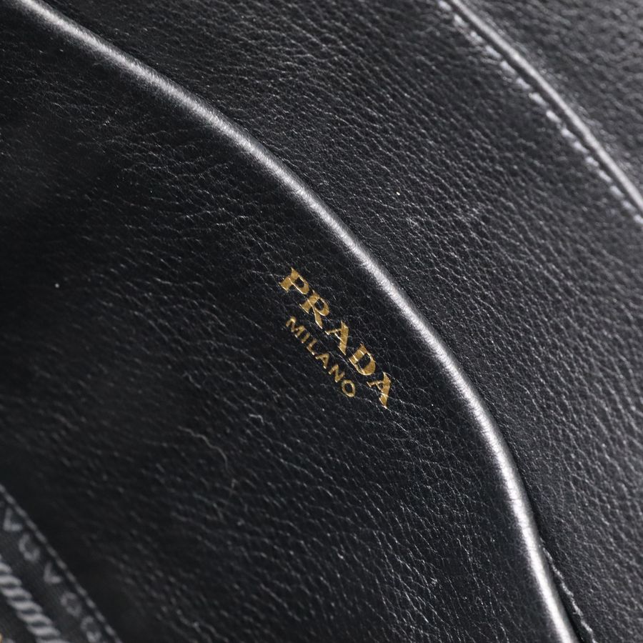 Prada 普拉達 黑色 小牛皮 手提包 斜挎包 飯盒包-15