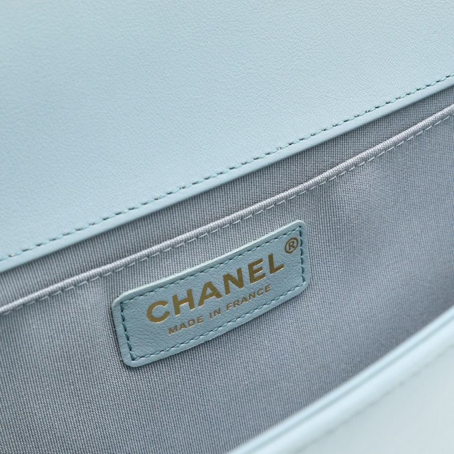 Chanel 香奈兒 Leboy 中型 寶寶藍 牛皮 金釦 鏈條包 斜挎包-24