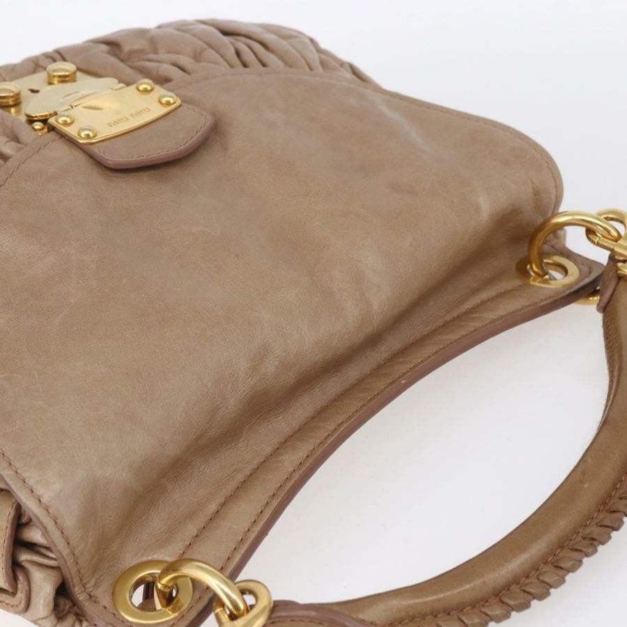 【日本直送】Miu Miu Matelasse 單肩包 皮革 2way 粉金配色 Auth ka229-5