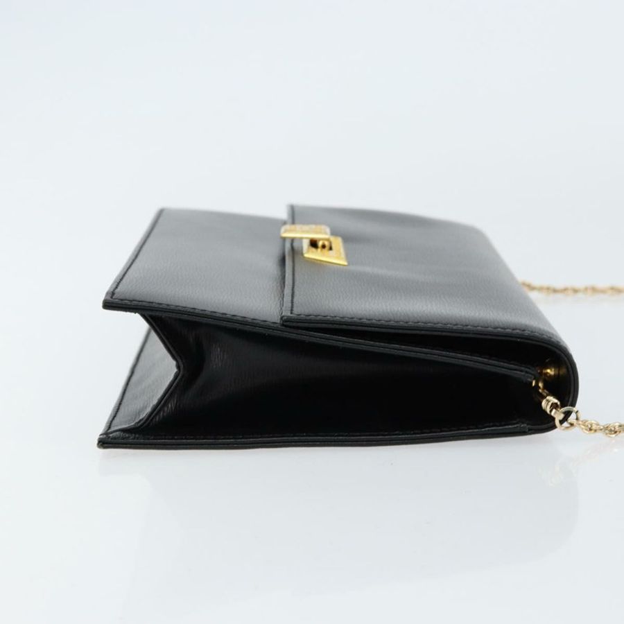 【日本直送】Christian Dior 鏈條肩背包 皮革 黑色 金色 正品 BA8202-2