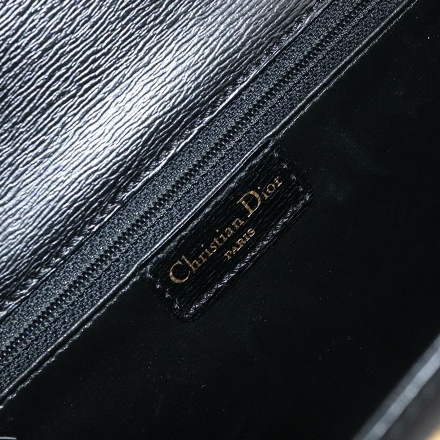 【日本直送】Christian Dior 鏈條肩背包 皮革 黑色 金色 正品 BA8202-17