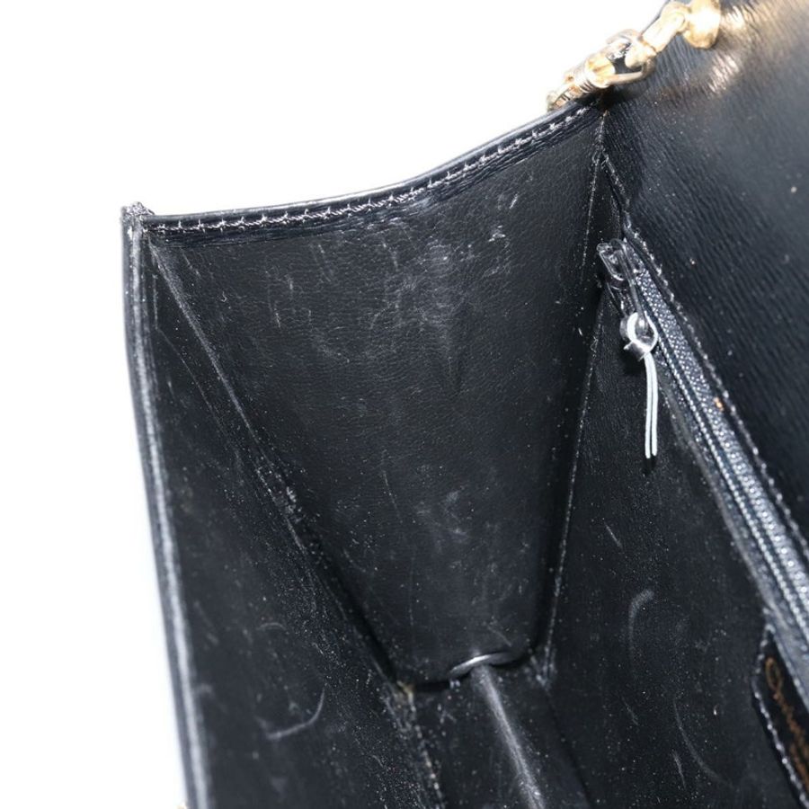 【日本直送】Christian Dior 鏈條肩背包 皮革 黑色 金色 正品 BA8202-19