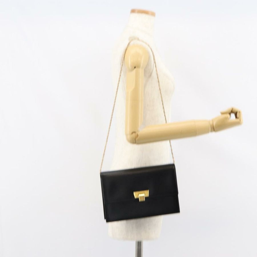 【日本直送】Christian Dior 鏈條肩背包 皮革 黑色 金色 正品 BA8202-21