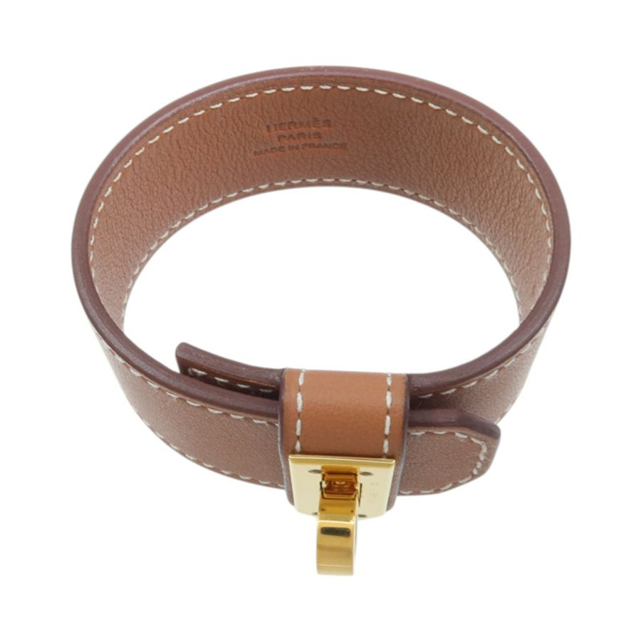 HERMES Swift皮革Kelly Twist Bracelet手鏈Gold-3