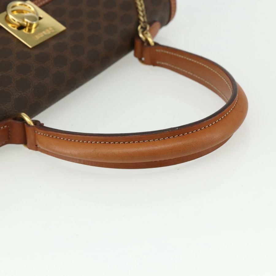 【日本直送】CELINE Macadam帆布手提包 PVC皮革 棕色 金色 正品 ka556-6