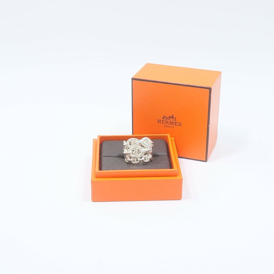 HERMES 925純銀Chaine d'ancre Enchainee Large Modle戒指-6