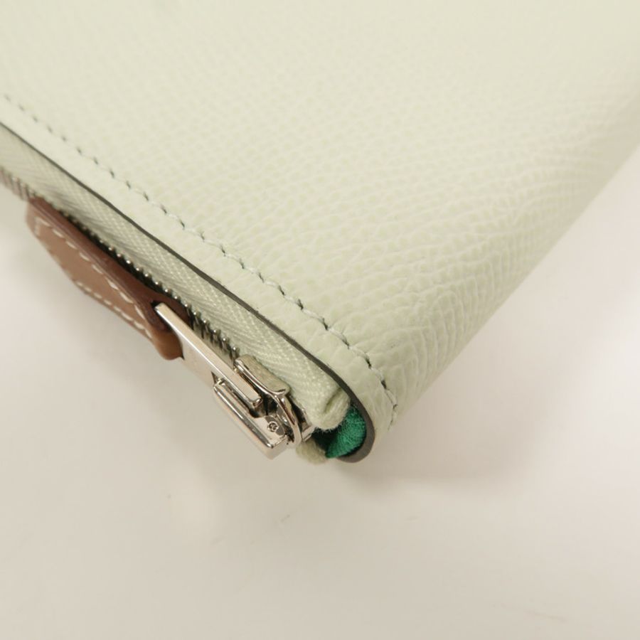 HERMES Epsom皮革Silk In Compact Wallet錢包Vert Fizz-13