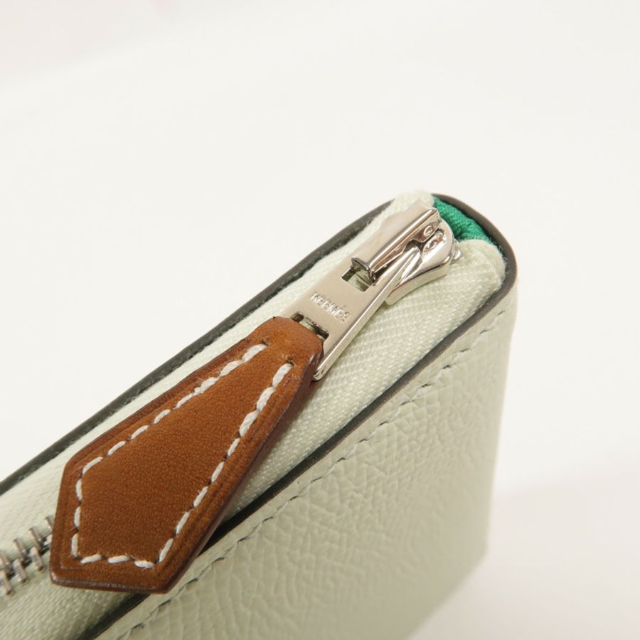 HERMES Epsom皮革Silk In Compact Wallet錢包Vert Fizz-14