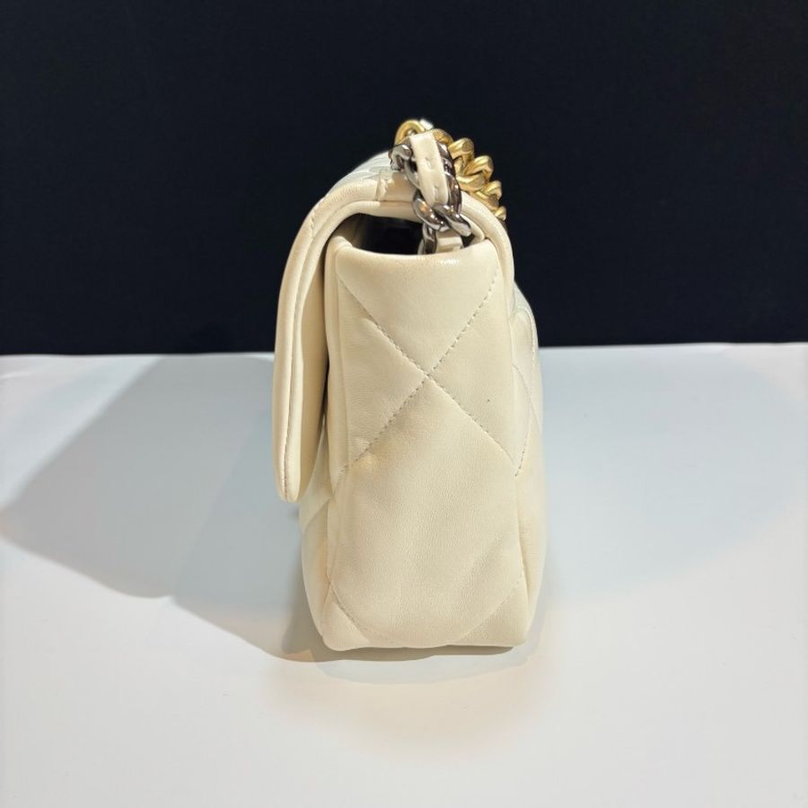 Chanel/香奈兒 19bag小號白金小羊皮菱格紋鏈條單肩斜挎包 晶片款-4