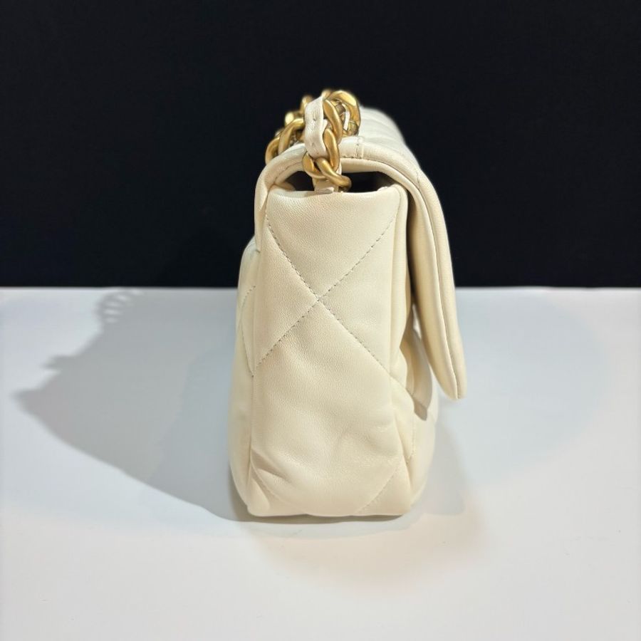 Chanel/香奈兒 19bag小號白金小羊皮菱格紋鏈條單肩斜挎包 晶片款-5
