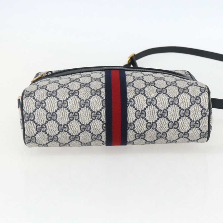 【日本直送】GUCCI GG Supreme Sherry Line 單肩包 PVC 海軍藍 金色 正品 ka697-4