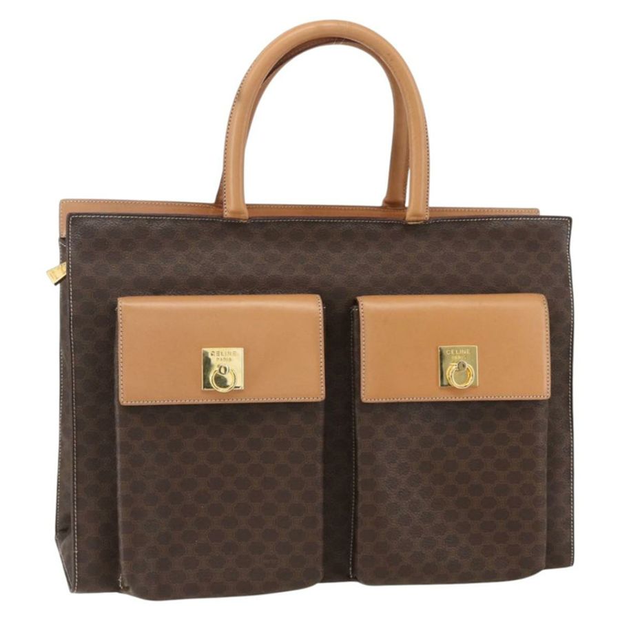 【日本直送】CELINE Macadam帆布托特包 PVC皮革 棕色 金色 正品 ka860-0