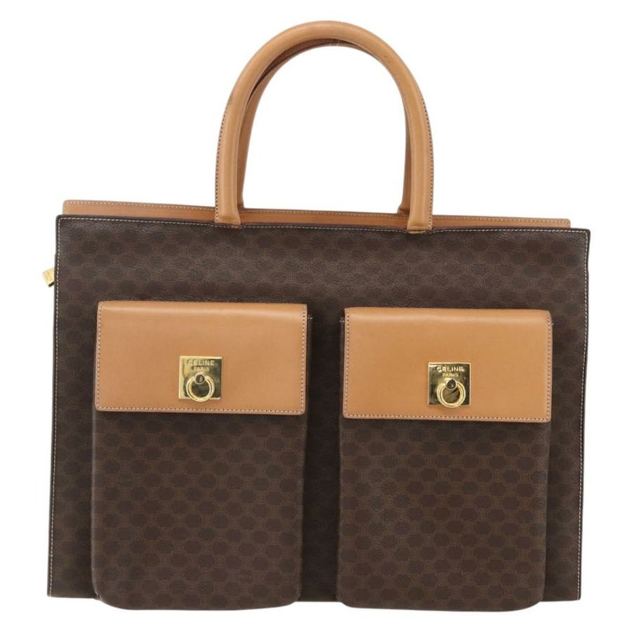 【日本直送】CELINE Macadam帆布托特包 PVC皮革 棕色 金色 正品 ka860-12