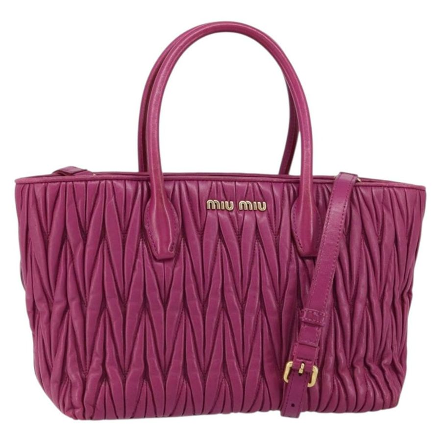 【日本直送】Miu Miu 手提包 皮革 2way 粉金配色 正品 ka823-0