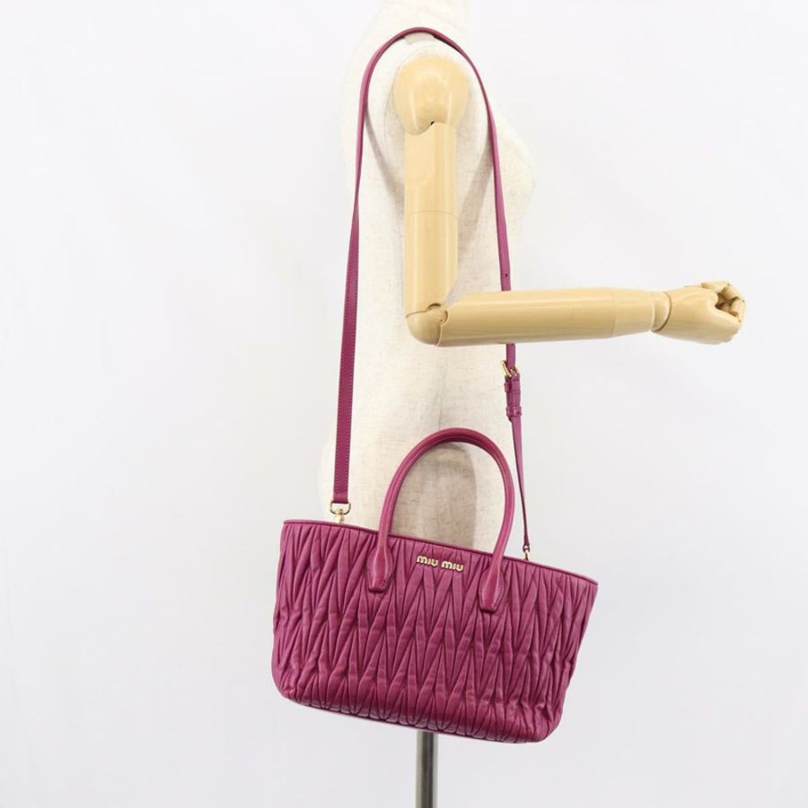 【日本直送】Miu Miu 手提包 皮革 2way 粉金配色 正品 ka823-25