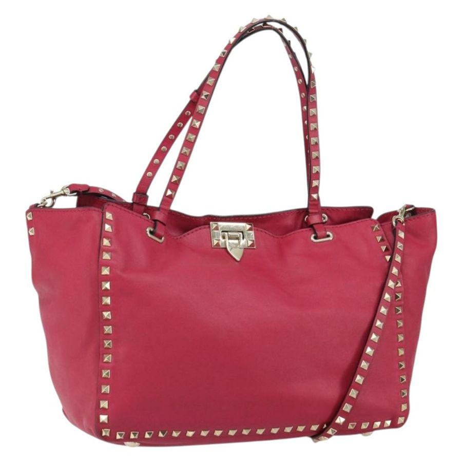 【日本直送】VALENTINO 鉚釘手提包 皮革 兩用 粉金配色 正品 BA9403-0